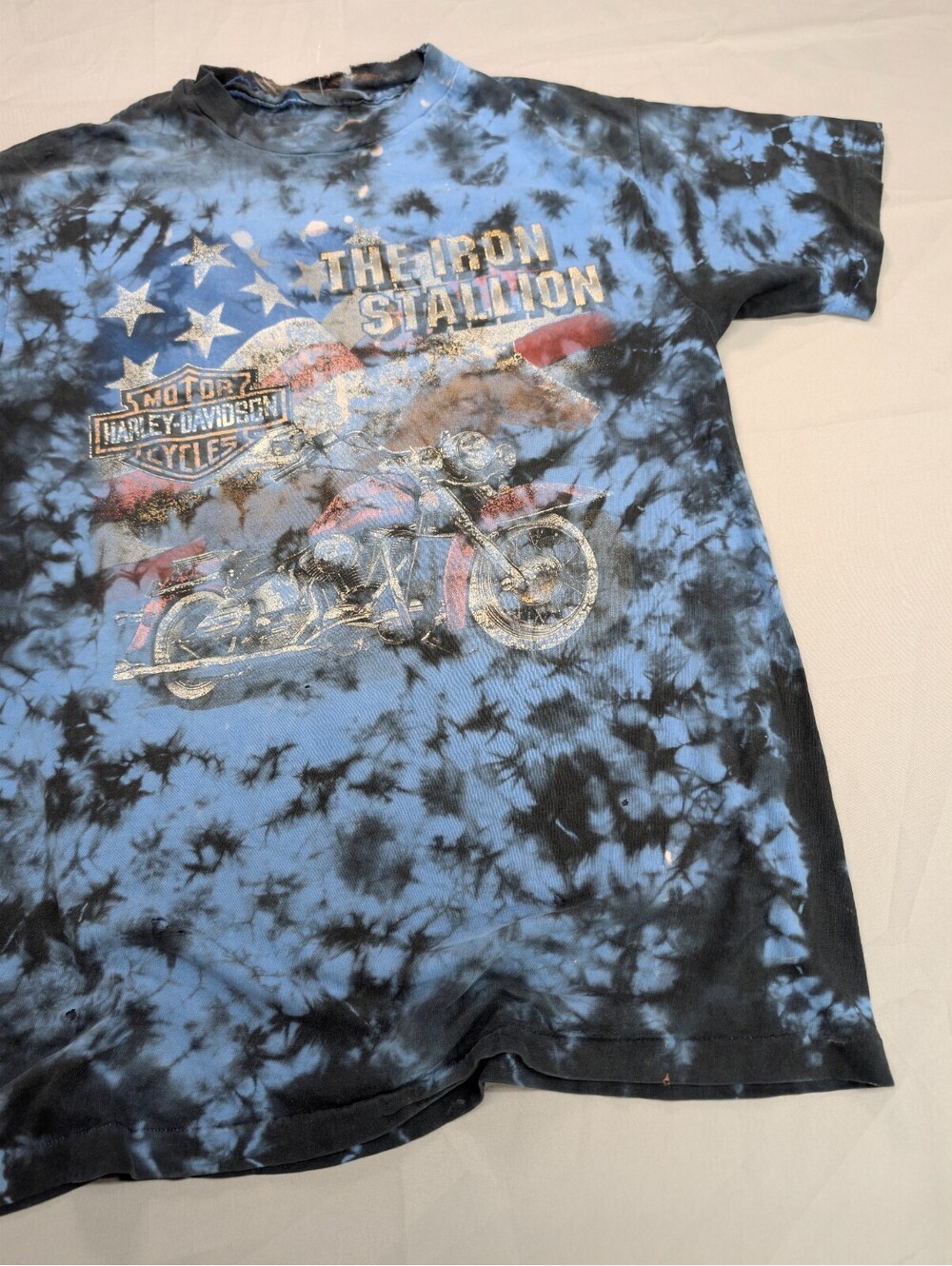 Iron Stallion Harley Davidson Shirt Vintage Tie Dye M Iowa